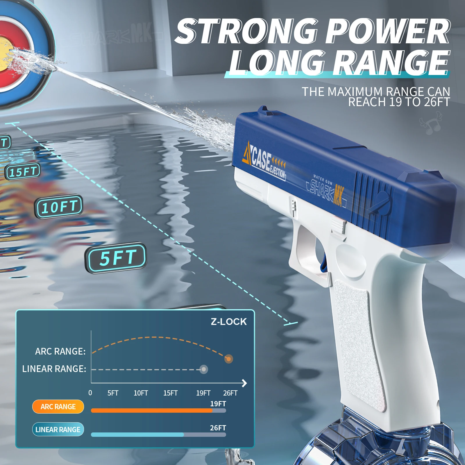 Pistolet à eau électrique Glock, gicleur automatique avec pistolet pistolet réaliste muselière flamme été plage extérieure piscine fête jouet