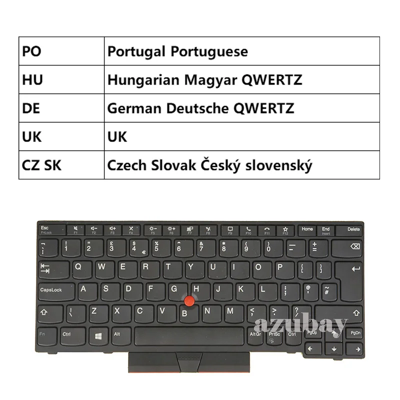 Keyboard For Lenovo ThinkPad X13 Gen 1 2020 (20T2 20T3 20UF, L13 gen 2 20VH 20VJ, Portuguese Hungarian German UK Czech Slovak