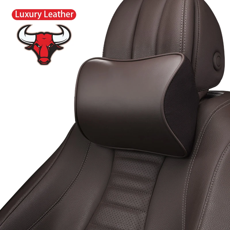 Premium NAPPA Leather Car Neck Pillow For Mercedes Benz Interior Supplies Waist Pillows Backrest Headrest Cushion Auto Parts