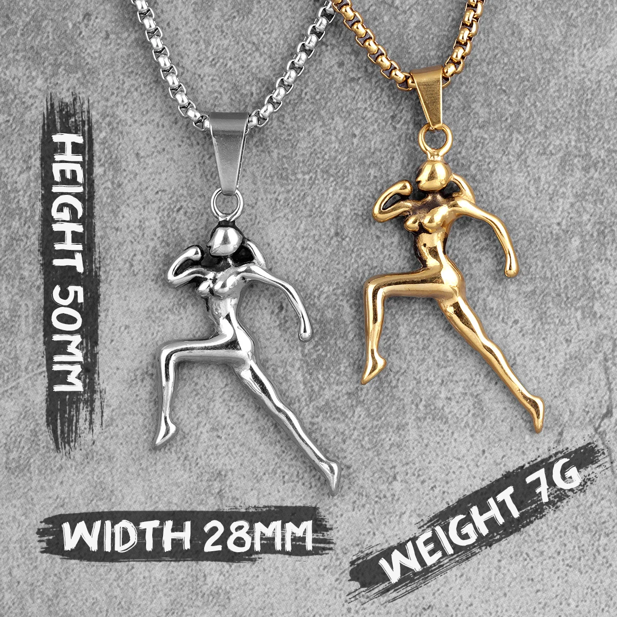 Runner Fitness Bodybuilding Men Necklaces Pendants Chain Punk for Boy Male Stainless Steel Jewelry Creativity Gift Wholesale