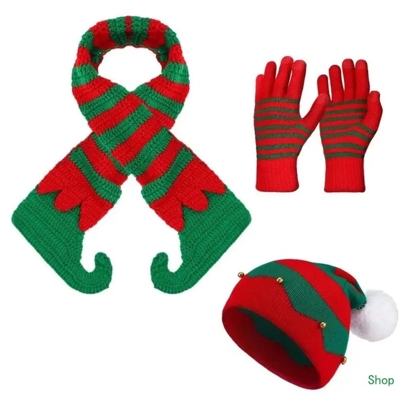 Dropship Festival Theme Santa Hat Christmas Stripe Scarf for All Age Holiday Celebrate Santa Caps Family Gathering Christmas Hat