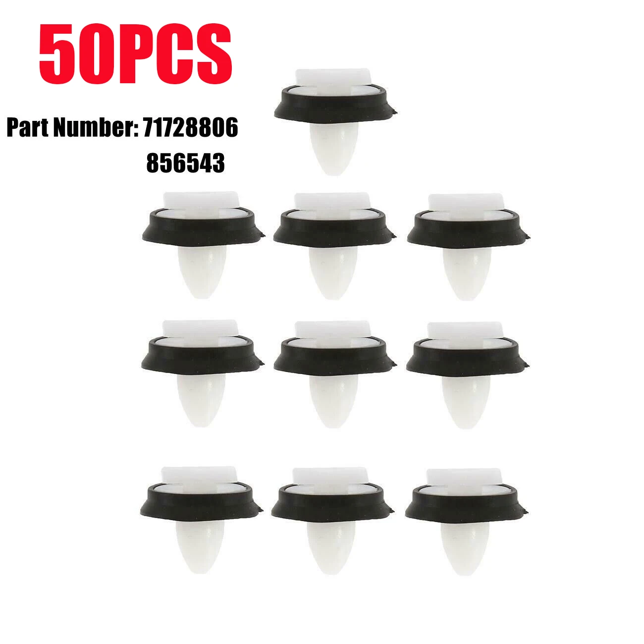 

For Fiat Ducato 50pcs Car Fastener Clips Exterior Side Moulding Rub Bumpstrip Lower Auto Door Trim Clips 71728806, 856543,856543