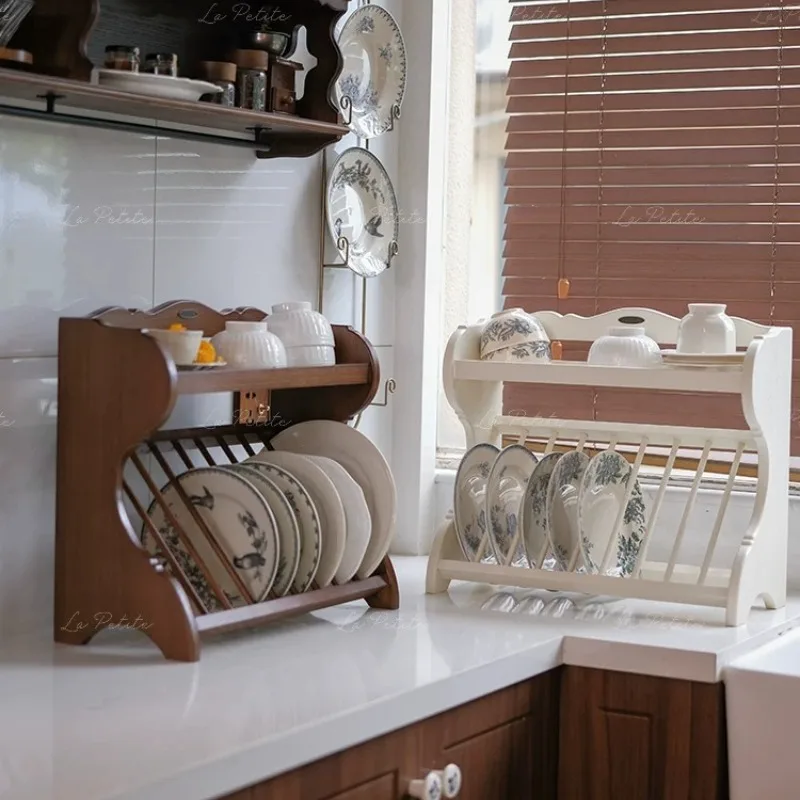 Save Space Dish Rack Countertop Tableware Display Organizer Kitchen Storage Holder Multifunctional Utensil Shelf for Dining