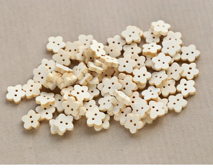 100pcs/lot Size:12mm (0.48") Flower Shape Wooden Buttons Bulk Button for Children Sewing Accessories,wholesale(SS-442) - view 4