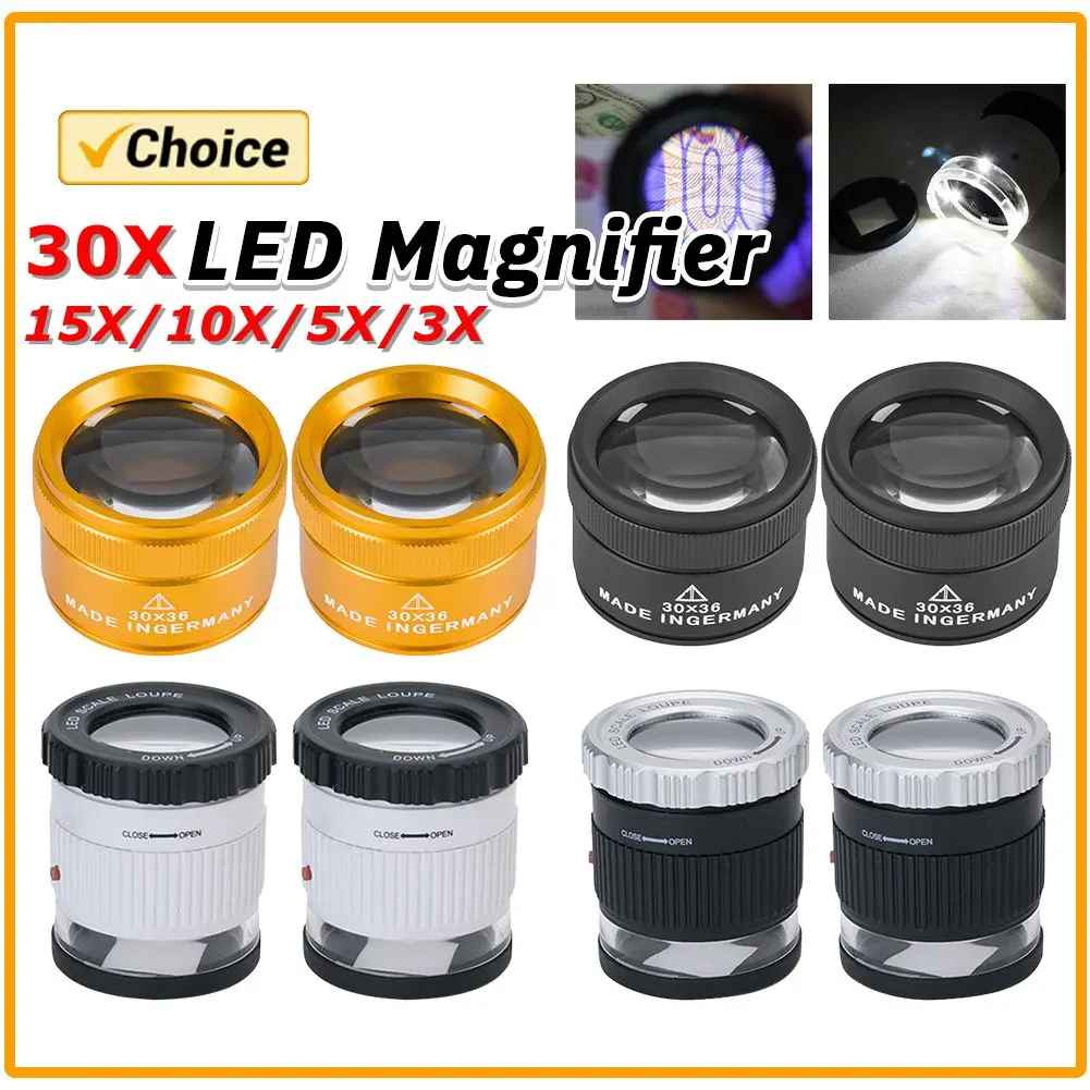 3/5/10/30X عدسة مكبرة K9 عدسة بصرية أحادية المكبر المكبر عدسة العين ساعة إصلاح لعملة المعدات الطوابع مجوهرات Lupe العدسة