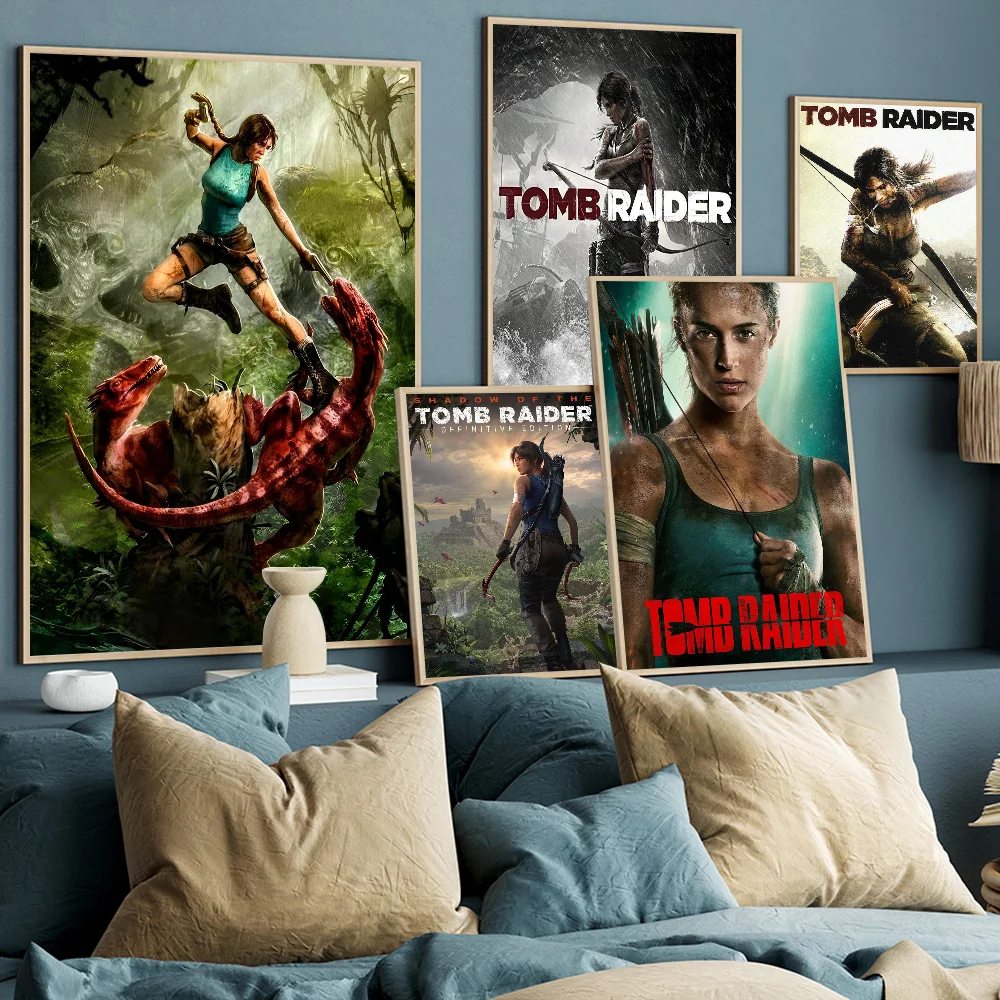 Action Adventure T-Tomb R-Raider Movie Sticky Posters Retro Kraft Paper Sticker DIY Room Bar Cafe Aesthetic Art Wall Painting