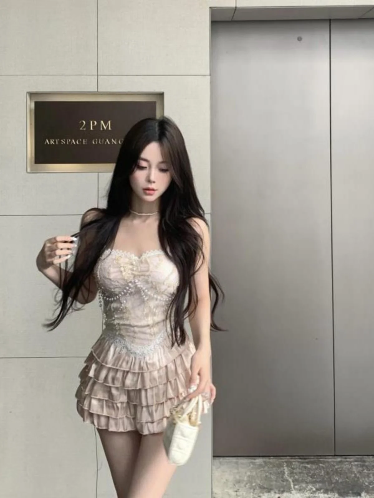 

Сладкий и пряный кружевной лоскутный жилет на бретельках, сексуальная верхняя одежда, топ, юбка-тортик с высокой талией, одинарный/двойной комплект, жилет с высокой талией на бретельках