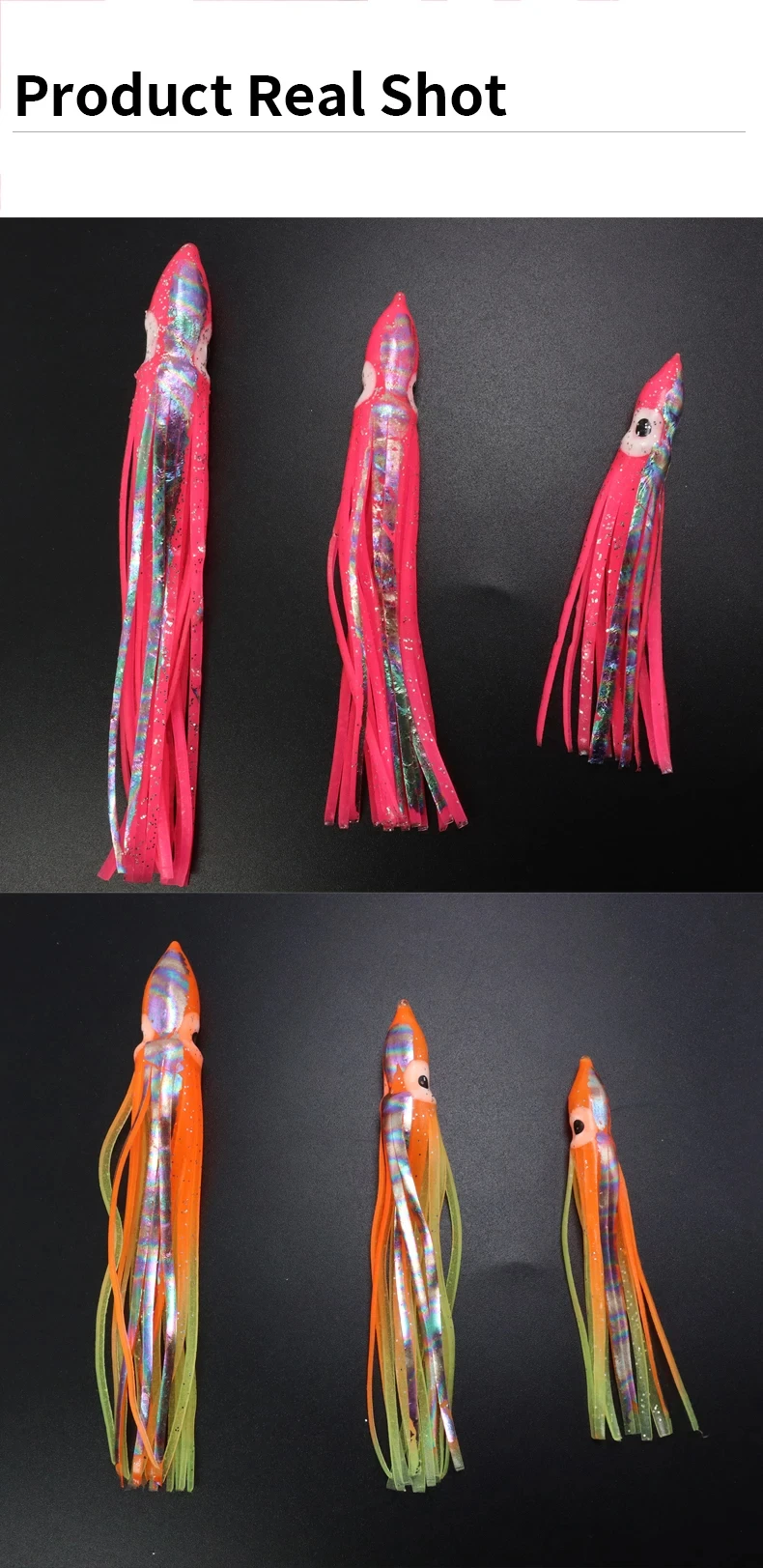 ZYZHE Weiche Oktopus-Köder 8/10/12CM Leuchtende Meeresfischerei-Köder Künstliche Tintenfisch-Simulation Köder für Bootsangeln Kunstköder – Detail 5