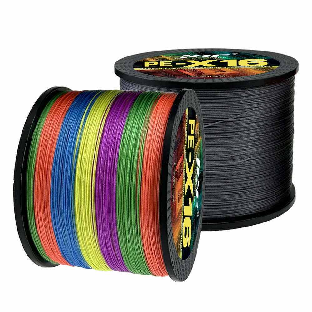 

JOF 16 Strands 100M-1000M High Strength Anti Bite Wear Resistance Multifilament Pe Braid Fishing Line 25Lb -200Lb Sea Wire