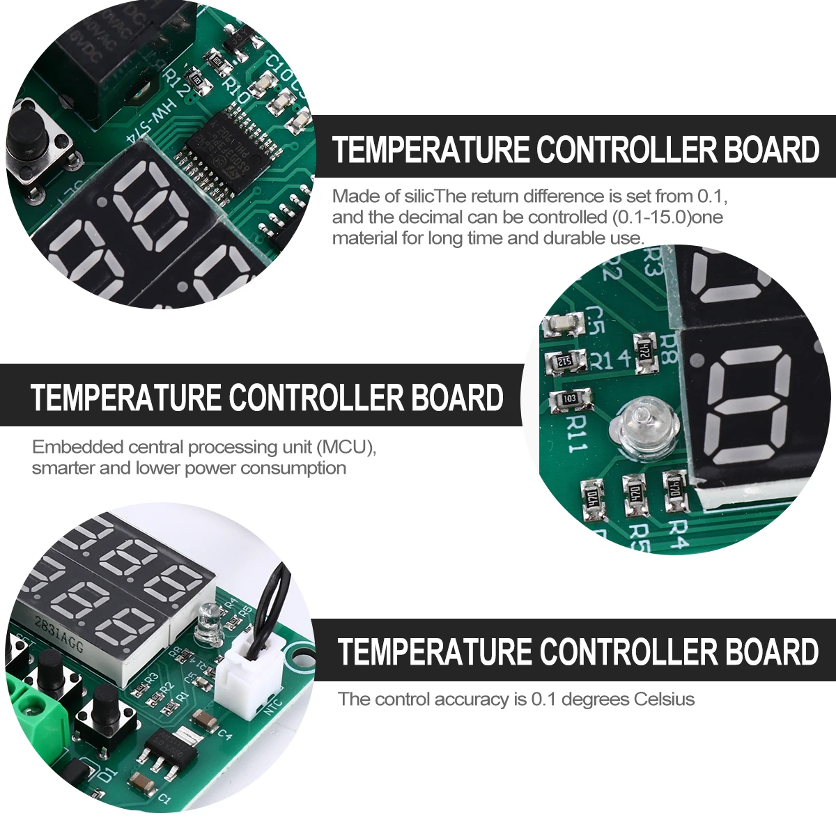 

Digital Thermostat Controller Module 12V Dc Temperature Control Board Mcu Memory 0.1°C Accuracy Embedded Cpu Wave