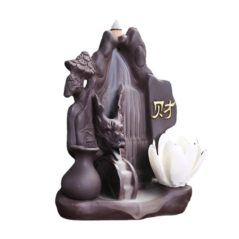 

Feng Shui Cai Home Decorate Lucky Fortune Chinese Dragon Backflow Incense Stick Holder For Office Ornament