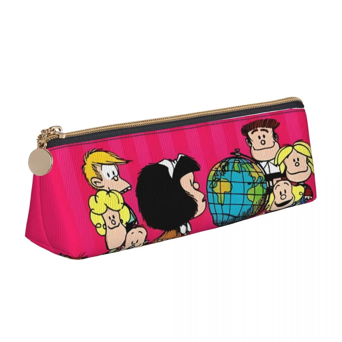 Mafalda Friends Pencil Case Cute Cartoon Large Capacity Pencil Box Boy Girl PU Leather Aesthetic Back To School Pencil Cases