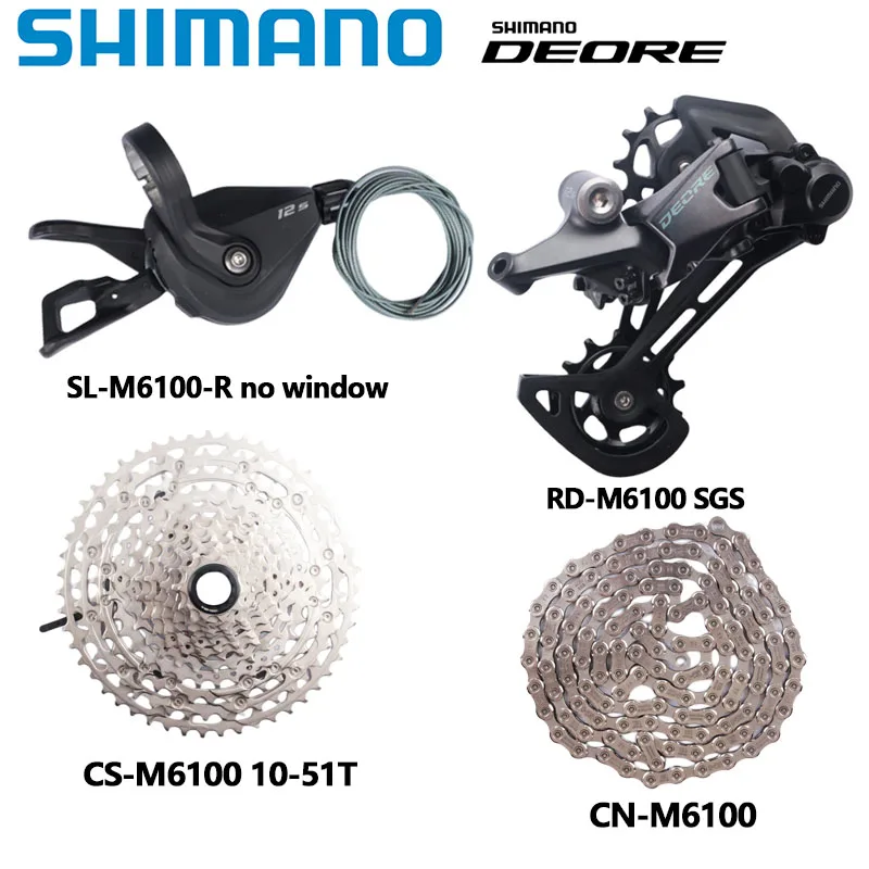 DEORE M6100 Groupset For 1x12s MTB M6100 Shifter Rear Derailleur 10-51T Cassette Sunshine K7 DEORE 12S 4pcs Kit