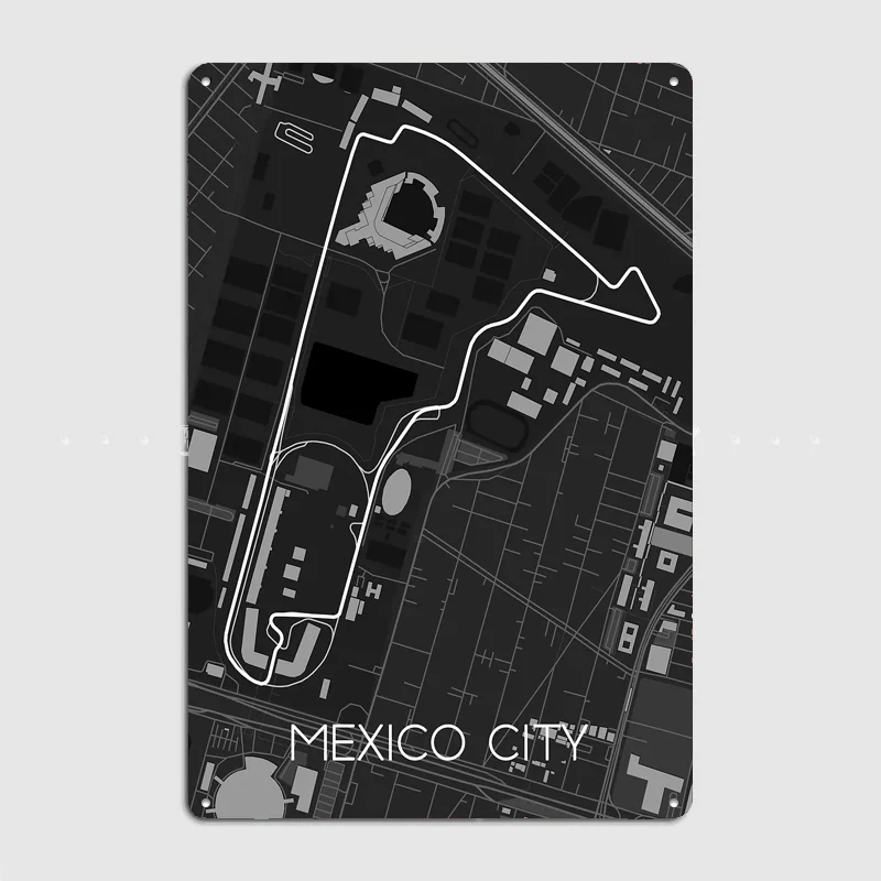 Mexico City Track Map Poster Metal Custom Sign Indoor Decor Pub Club Room Decoration Bar Posters Home Wall Decor
