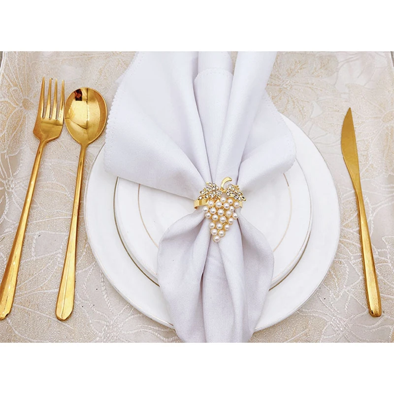 10ชิ้นห่วงรัดผ้าเช็ดปากองุ่นผลไม้แหวนผ้าเช็ดปากมุกแหวนผ้าปากสำหรับ hiasan kamar รุ่นบนโต๊ะอาหารในโรงแรม