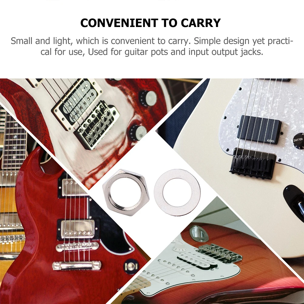 

Potentiometer Nut Washer Nuts Metal Gasket Guitar Fittings Input Jack Accessories Electric Guitars Durable Stainless Practical