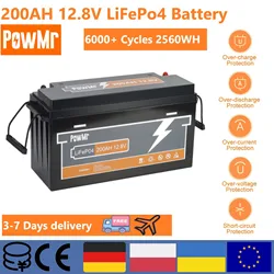 Batteria ricaricabile 12.8V 200AH LiFePO4 con Controller solare 20A/60A 2560WH grado A EU Stock per batteria al litio domestica fai da te