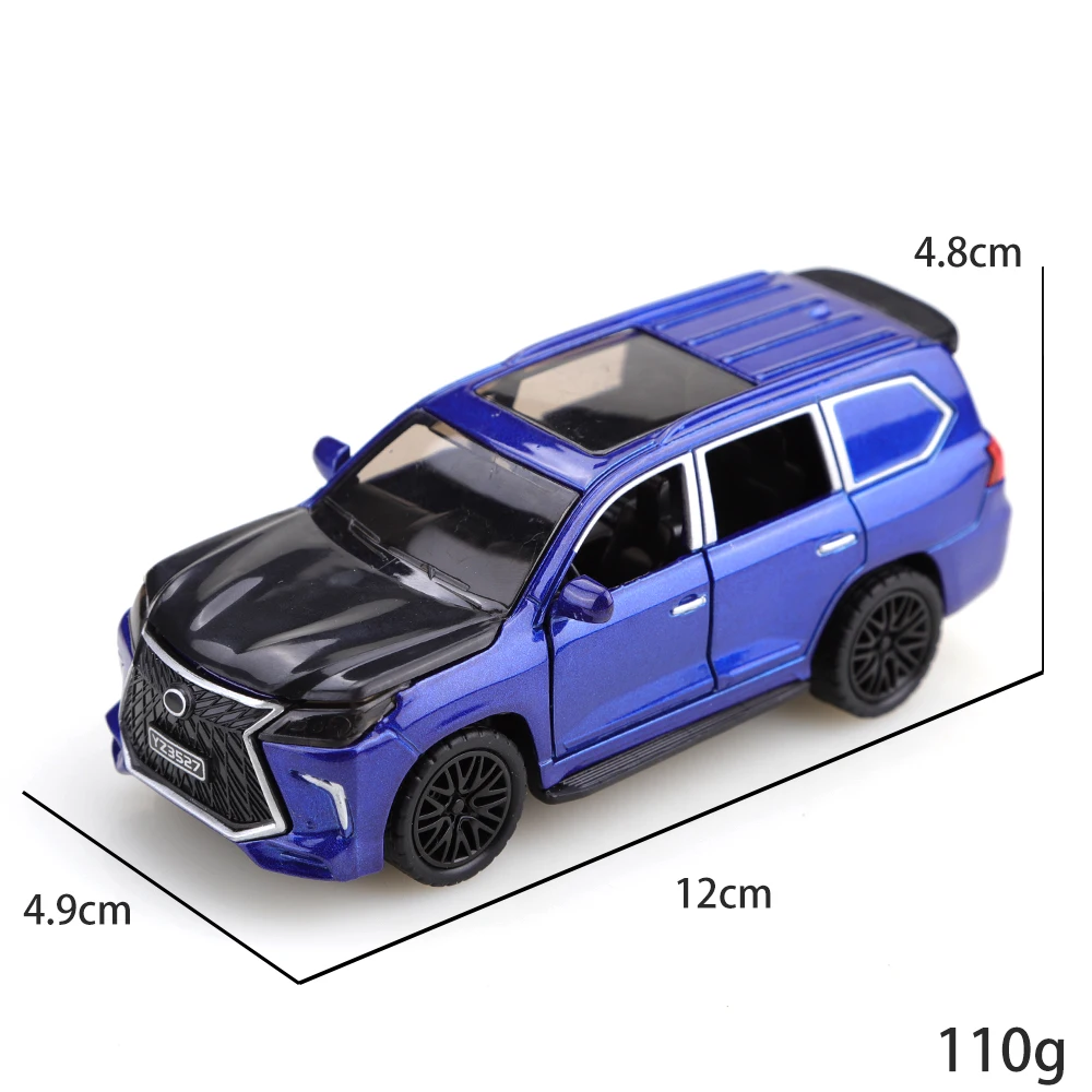 (Bagged) Réplica de coche de juguete todoterreno a escala 1/36, metal fundido a presión, juguete para niño, cuatro puertas que se pueden abrir y función de retroceso.