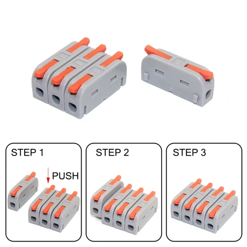 Imagen 2 del producto Mini conectores de Cable de cableado rápido, divisor compacto Universal, conductores eléctricos, bloque de terminales para el hogar, 10/50 Uds.