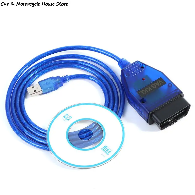 Blue VAG-COM 409.1 Vag Com 409Com Vag 409.1 Kkl OBD2 USB Diagnostic Cable Scanner Interface For VW Audi Seat Volkswagen