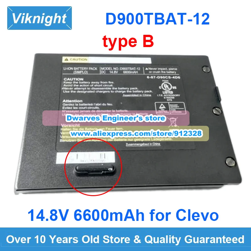 Bateria genuína D900TBAT-12, D900CBAT-12, 14.8V, 6600mAh, para Toshiba D900F D901C PortaNote D900K D900T D90K D90T Sager, NP9280, NP9890