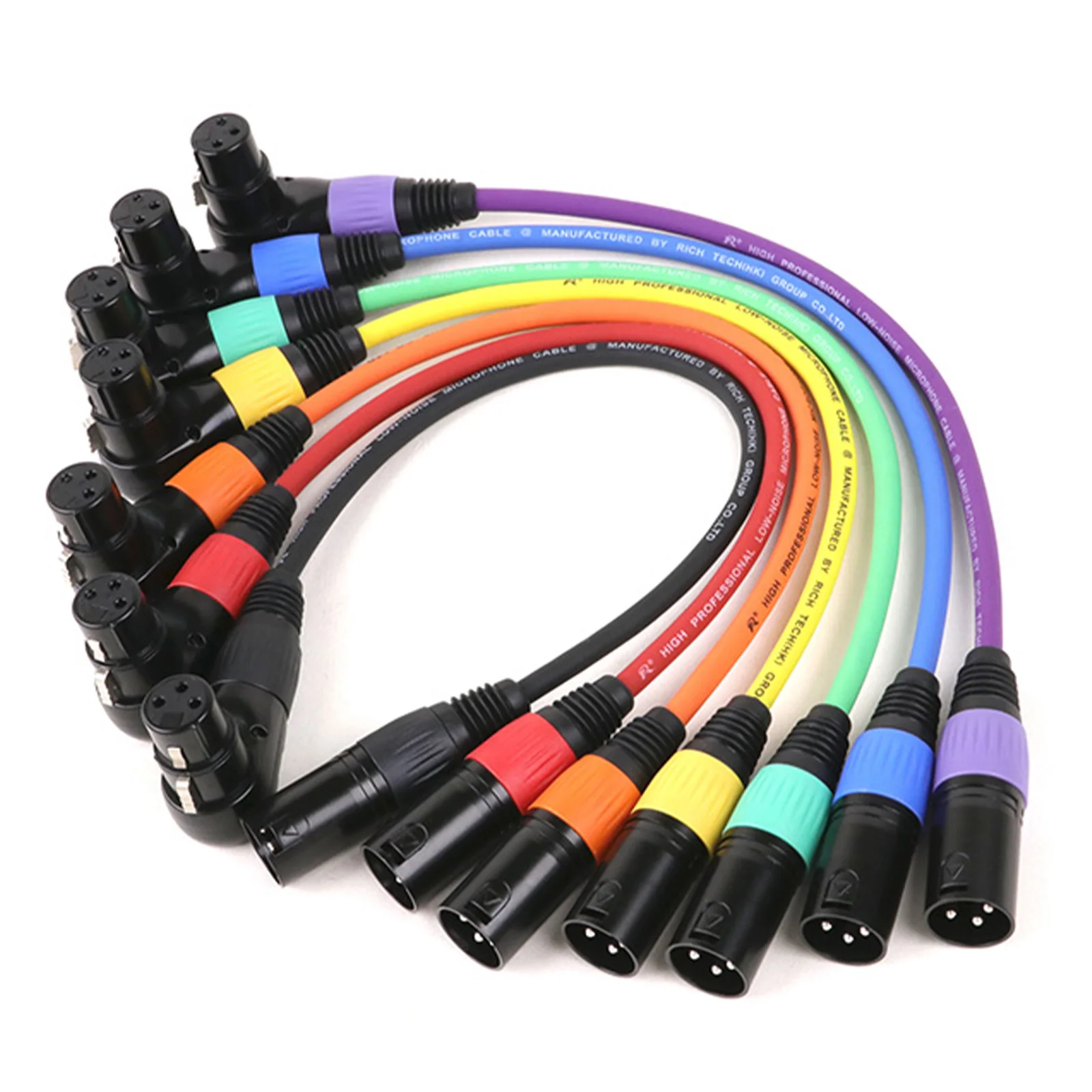 1PCS 3Pin Right Angle Female/Male XLR to XLR Patch Cables 3PIN XLR Male/Female Colorful Cable for Microphone Mixer 0.3M-25M