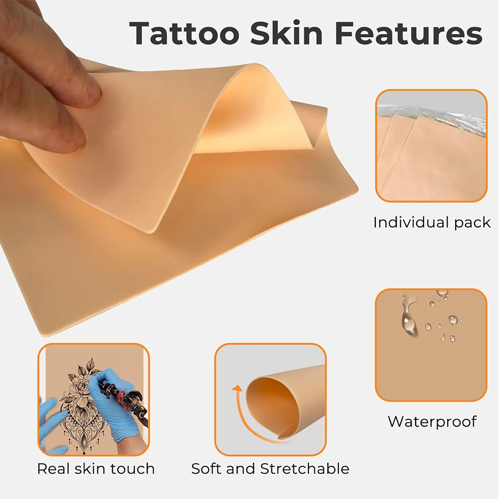 30 Pack Fake Skin for Tattoo Practice 1MM Double Sided Reusable Realistic Tattoo Practice Skin for Beginners and Tattoos Artists