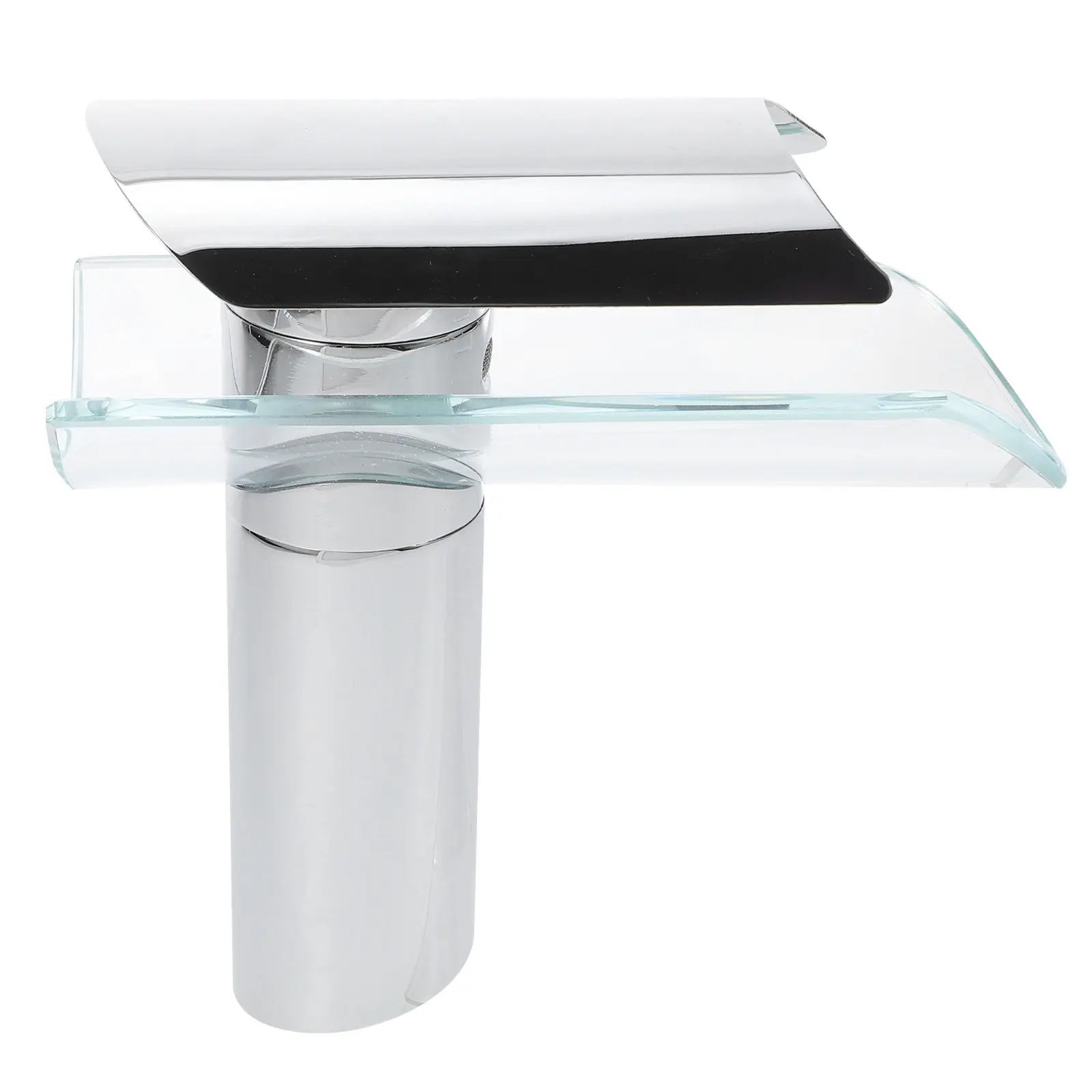 

Bathroom Basin Mixer Tap Sleek Glass Durable Construction Cold Hot Water Adjustable Easy Clean Sink Faucet Waterfall