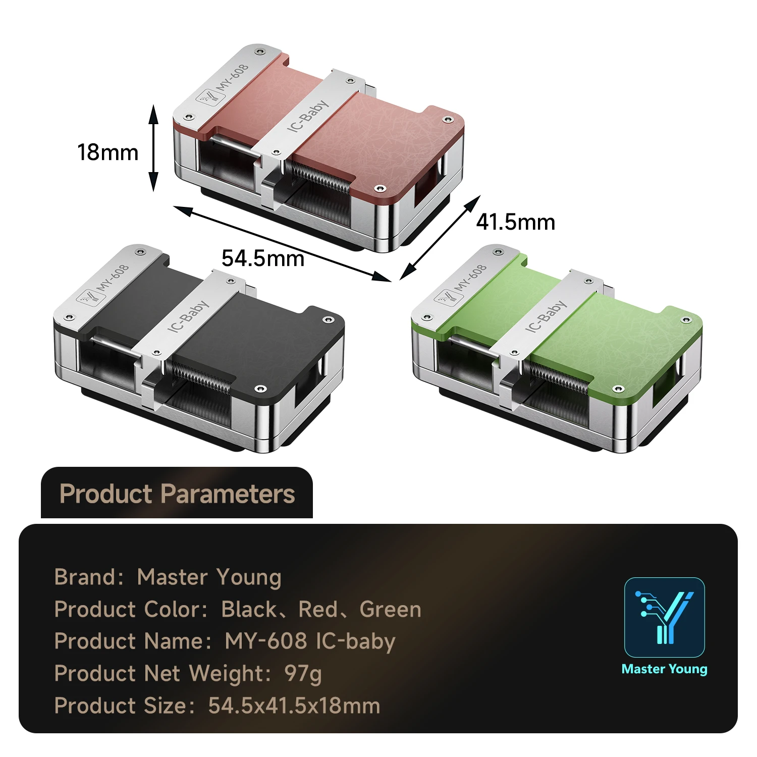 Master Young MY-608 IC-Baby Feder-Selbstsichernde Chip-Klemme mit Hitzebeständiger Grundplatte für Telefon-IC-Chip-Reparatur und Befestigungswerkzeug – Detail 6