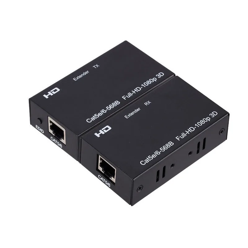 60M 1080P Converter Ethernet RJ45 Extender Repeater Transmit  for PC Loptop TV Monitor HDMIcompatible Extender over Cat5e/6 Cabl