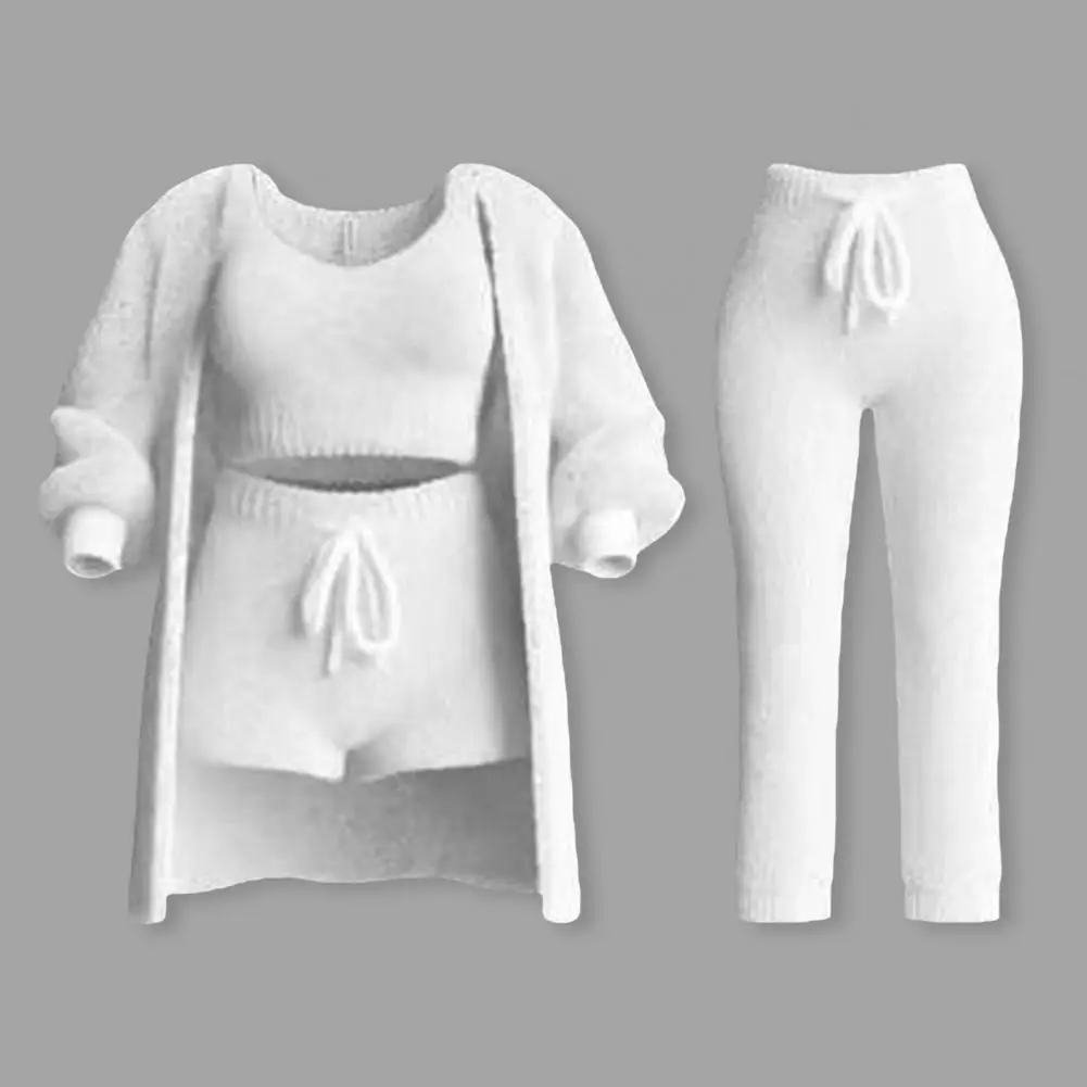 4点セット レディース ベスト ショートパンツ コート パンツセット 長袖 厚手コート ノースリーブトップ ドローストリング ゴムウエスト ショートパンツとロングパンツ