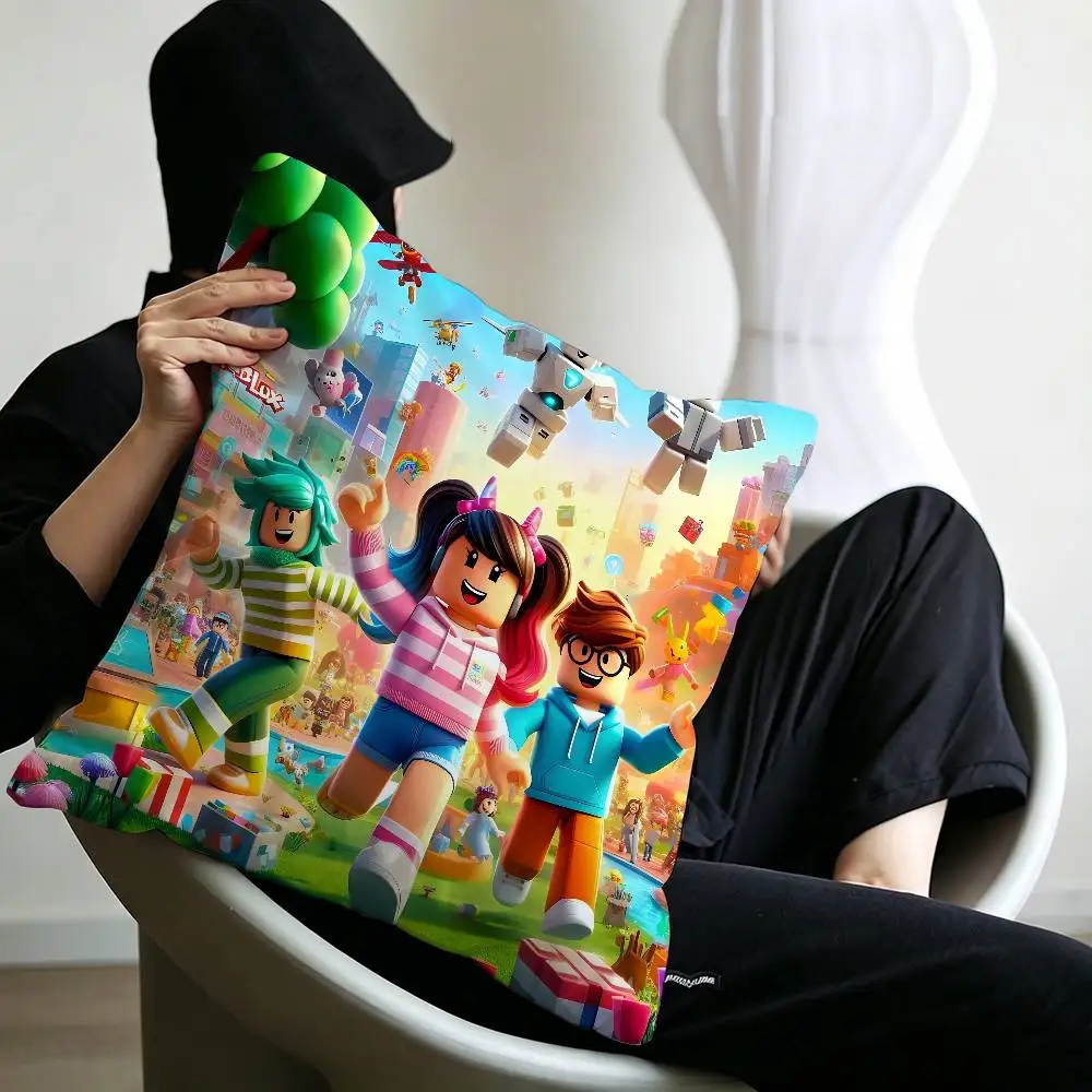 Hot Game R-Robloxs-X Coole Kissenbezüge, Cartoon-Sofa, dekorativ, für Zuhause, doppelseitiger Druck, kurzer Plüsch, niedlicher Kissenbezug – Detail 15
