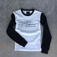 Camiseta de manga larga con estampado Retro oscuro Y2K estilo de moda gótica de calle alta