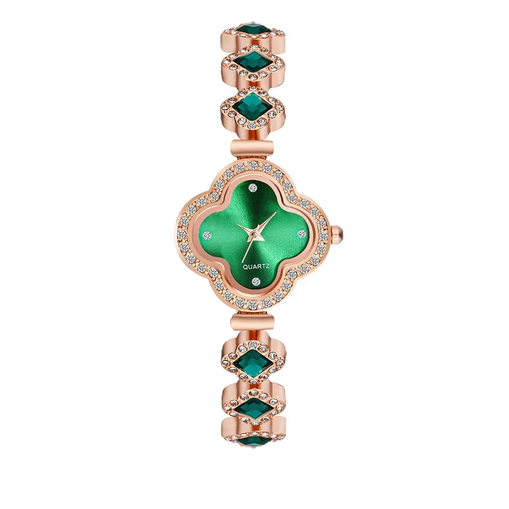 

Casual fashion Bracelet Rose Gold Luxury Emerald Green women Quartz Watches Diamond Watch Dial Watch Girls Gift Women New
