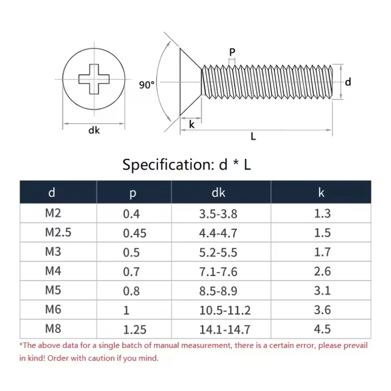5-30pcs M2 M2.5 M3 M4 M5 M6 M8 White Plastic Nylon Countersunk Head Screws Cross Flat Head Bolts Screw Length 4-40mm