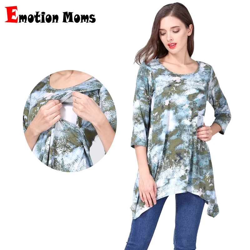 

Women Autumn/Spring Casual Pregnant Clothes Maternity Tops Breastfeeding Clothes 3/4 Sleeve Loose Europe Nursing Style