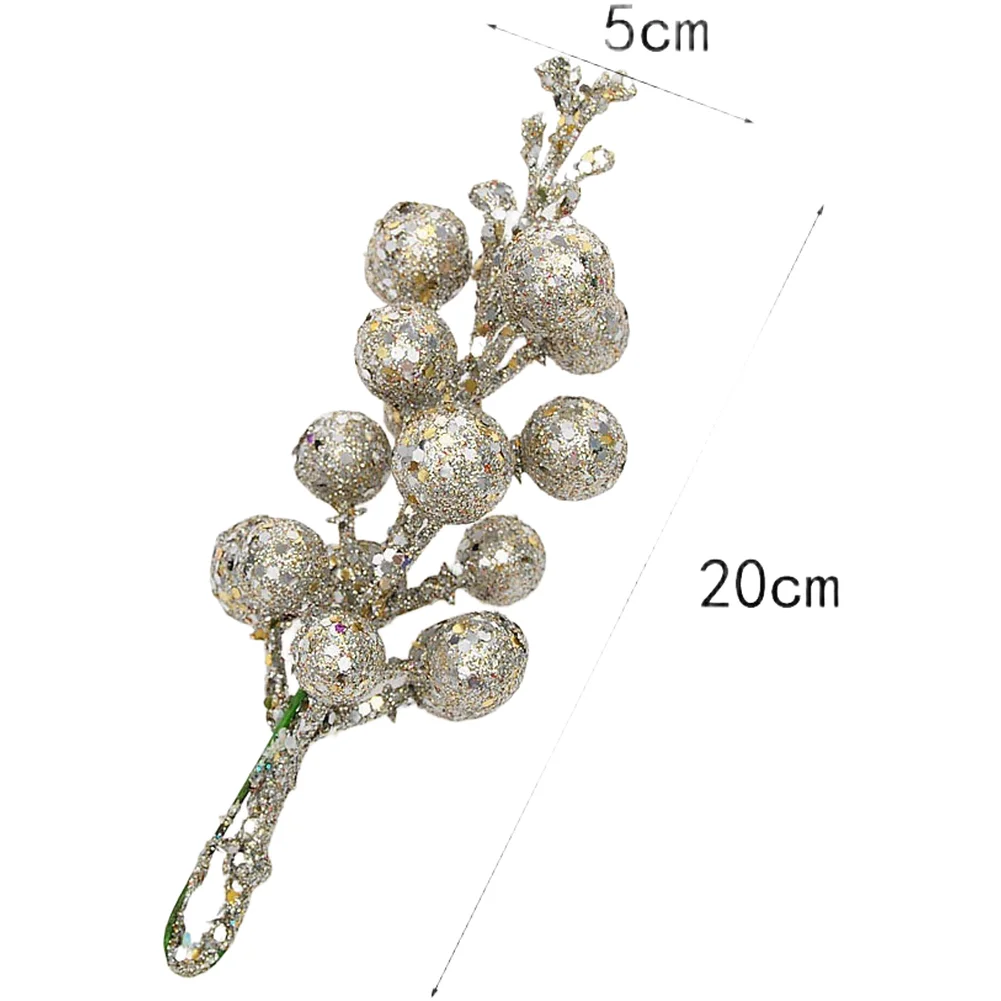 

3 Pieces Artificial Branches with Glitter Dust Foam Fruit Sprigs for Christmas Tree and Seasonal Decoration Use