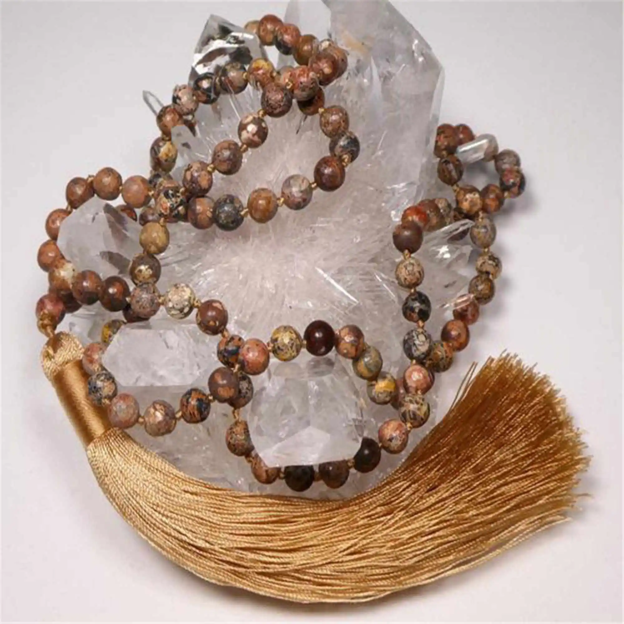 6mm Natural Picture Jasper Gemstone 108 Beads Mala Chakra Religious Choker Crystal  Meditation Yoga Yoga