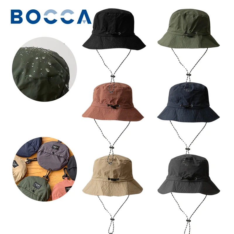 Bocca Waterproof Bucket Hat Anti-UV Fast Dry Panama Fisherman Hats For Men Women Foldable Big Visor Summer Outdoor Hiking Cap