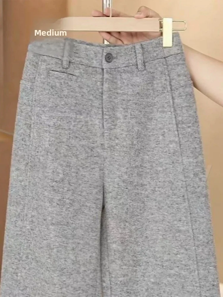 

Женские утепленные шерстяные брюки с высокой талией и широкими штанинами, осенне-зимняя новинка, удобные прямые брюки в корейском стиле