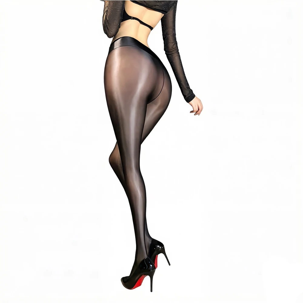 Sexy Women Thin Pencil Pants High Waist Package Hip Elastic Tights Oil Shiny Glossy Slip Yoga Leggings Maid Shaping Trousers