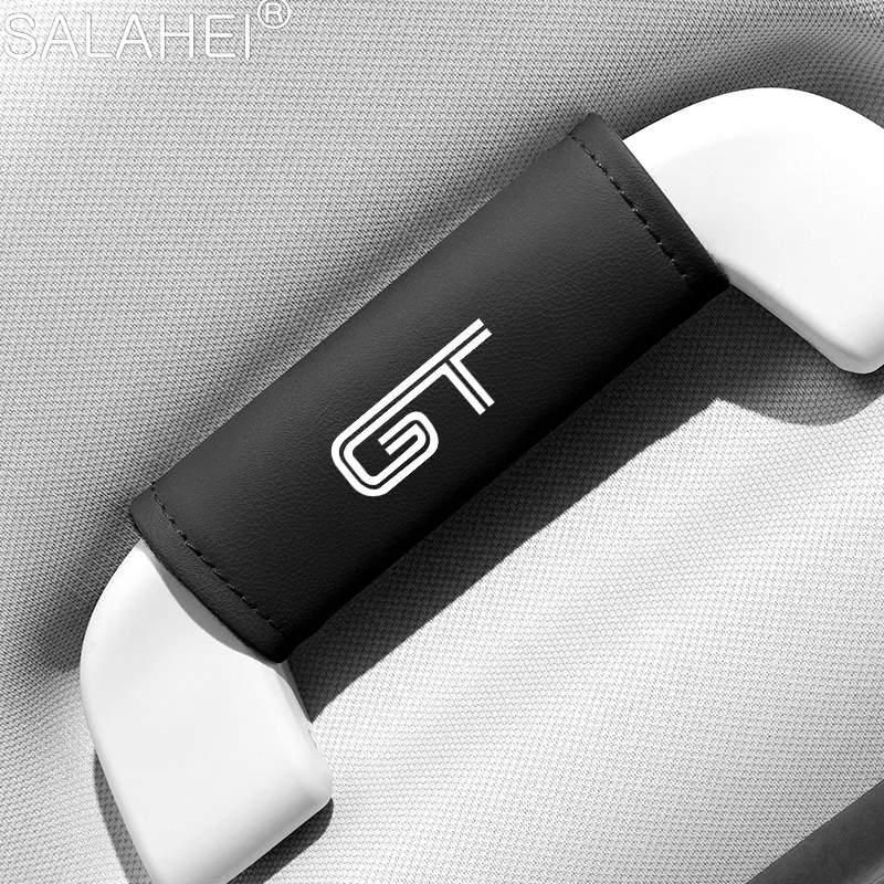 

For Ford Mustang GT 350 500 2017 18 SHELBY Leather Car Roof Armrest Pull Cover Handle Gloves Protection Car Interior Accessorie