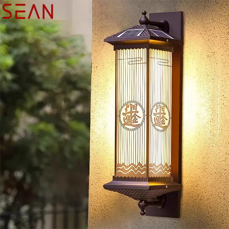 SEAN Contemporary Solar Outdoor Wall Lamps Simplicity Waterproof Creative Balcony Hallway Courtyard Villa Gate Hotel