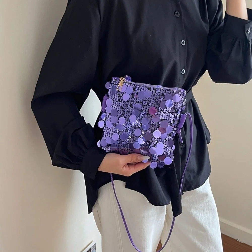 Fashion Sequin Mini Crossbody Bag Women Shiny Glitter Evening Bag Small Shoulder Purse For Party Wedding
