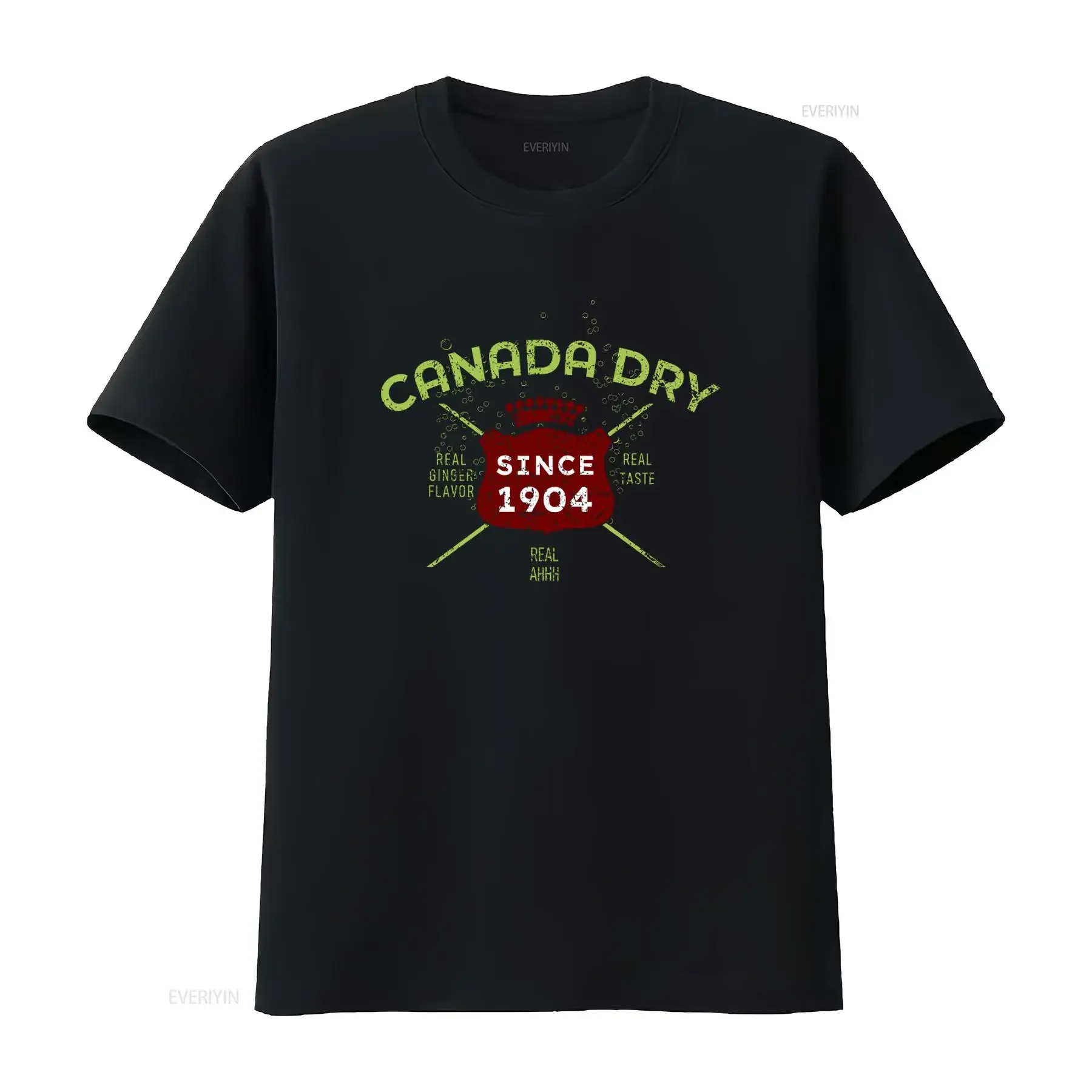 Canada Dry Since 1904 Real Ginger Flavor T Shirt Retro Design with Crown Bubbles Comfortable Cotton vintage Washed Casual Soft