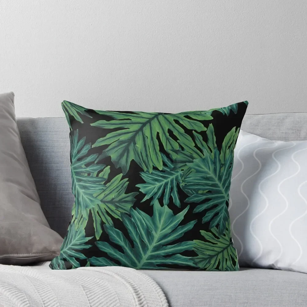 Philo Hope - Tropical Jungle Night Leaves Pattern #1 #tropical #decor #art Throw Pillow New year Pillowcases Bed Cushions pillow