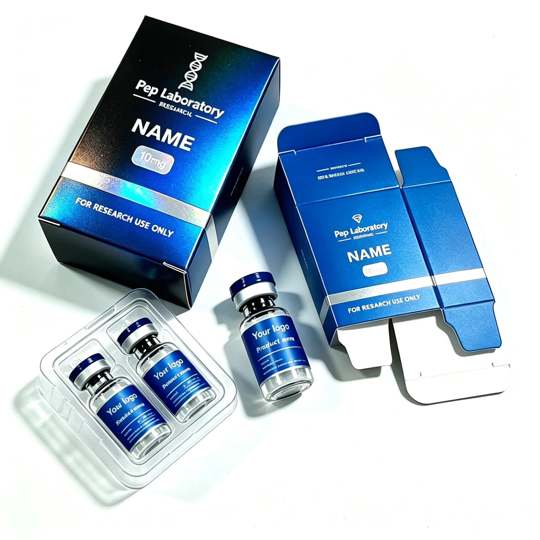 Durable Customized Peptide Vial Paper Packaging Box Single Unit Gift Container For 3ml 10ml Bottle Storage