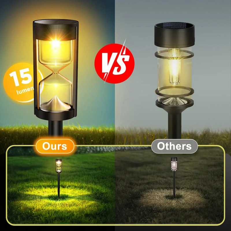 1/4 Pcs Solar Hourglass Lawn Lamp IP65 Waterproof Garden Light Flashing LED Landscape Light for Outdoor Garden Landscape Patio