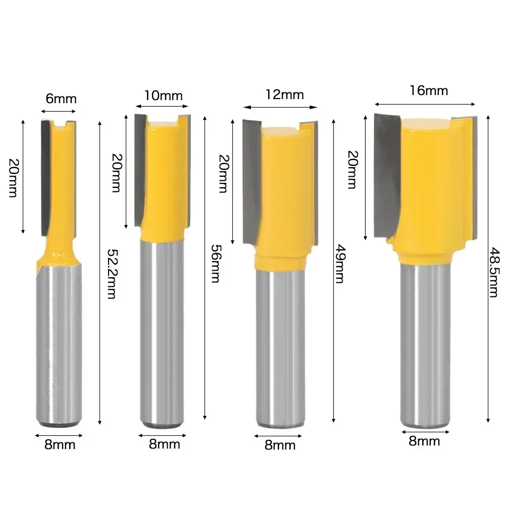 Straight Router Bit Clean Woodwork Tool 6/10/12/16mm Carbide Carving Cleaning Bit Milling Cutter Wood Portable