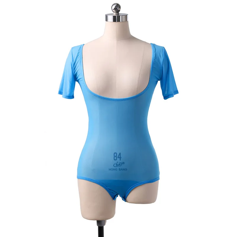المرأة العلوي الذراع المشكل الصدر دعم مثير شفافة شير قمم Dancewear قصيرة الأكمام مفتوحة التمثال يوتار الرقص الشرقي بذلة